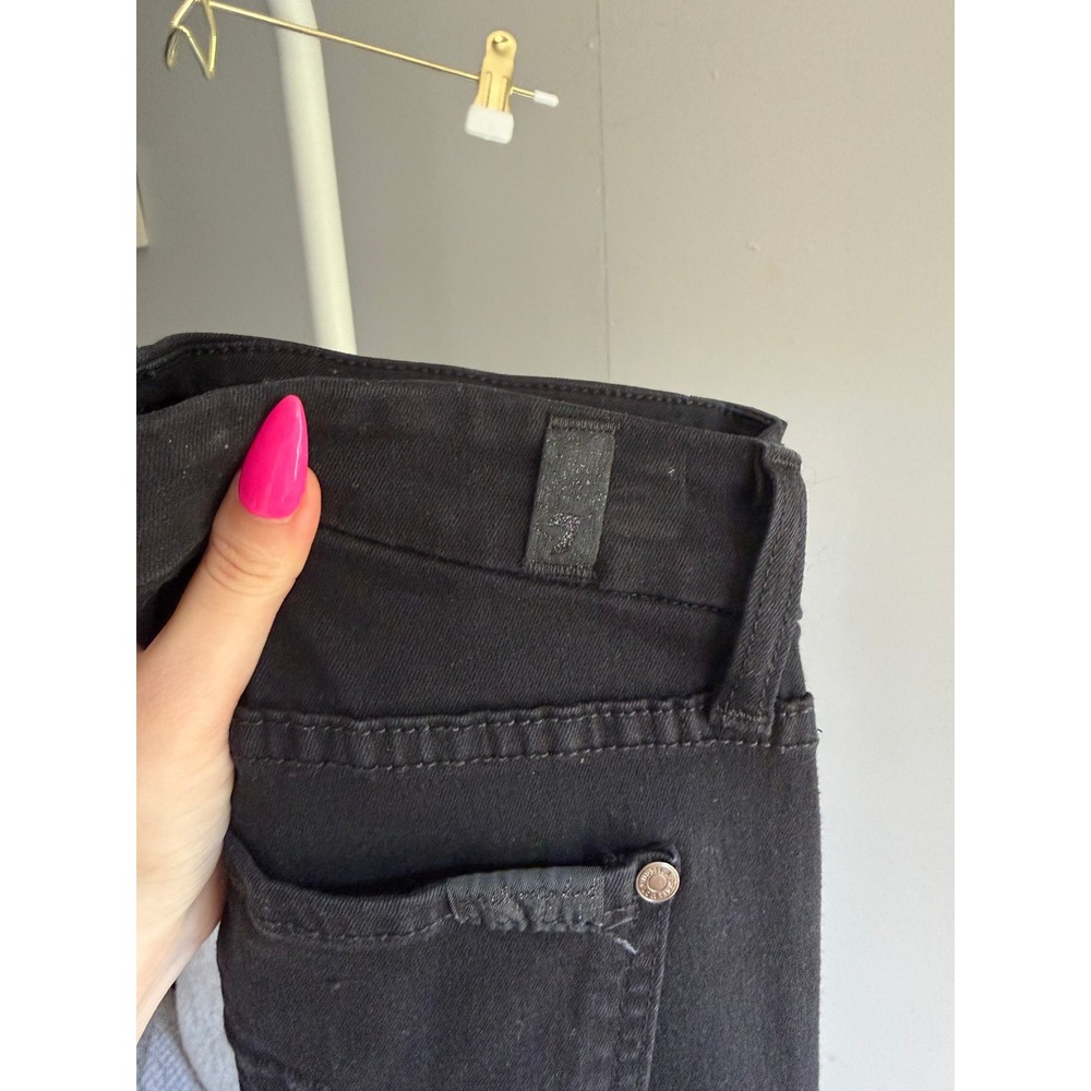 7 For All Mankind Kimmie Crop Jeans Women 25 Black Excellent Skinny Mid Rise - Picture 7 of 8